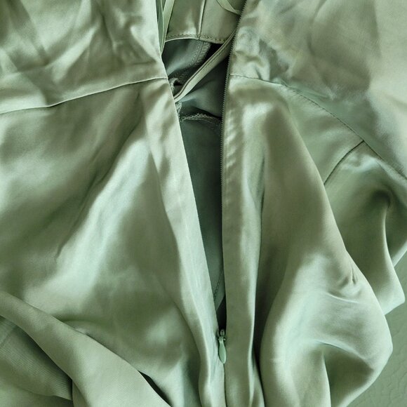 Six Stories Dassi Cami Cowl Front Satin Bridesmaid Dress in Sage - Picture 7 of 9